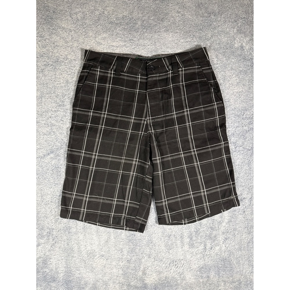 ONeill Sterling Mens Plaid Shorts Black Grey Check Size 32 Surf Skate Casual